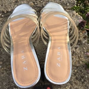 Zara Shoes - Zara Clear Strappy Block Heel Slide Sandal Size 9 Zara Shoes - Zara Clear Strappy Block Heel Slide Sandal Size 9